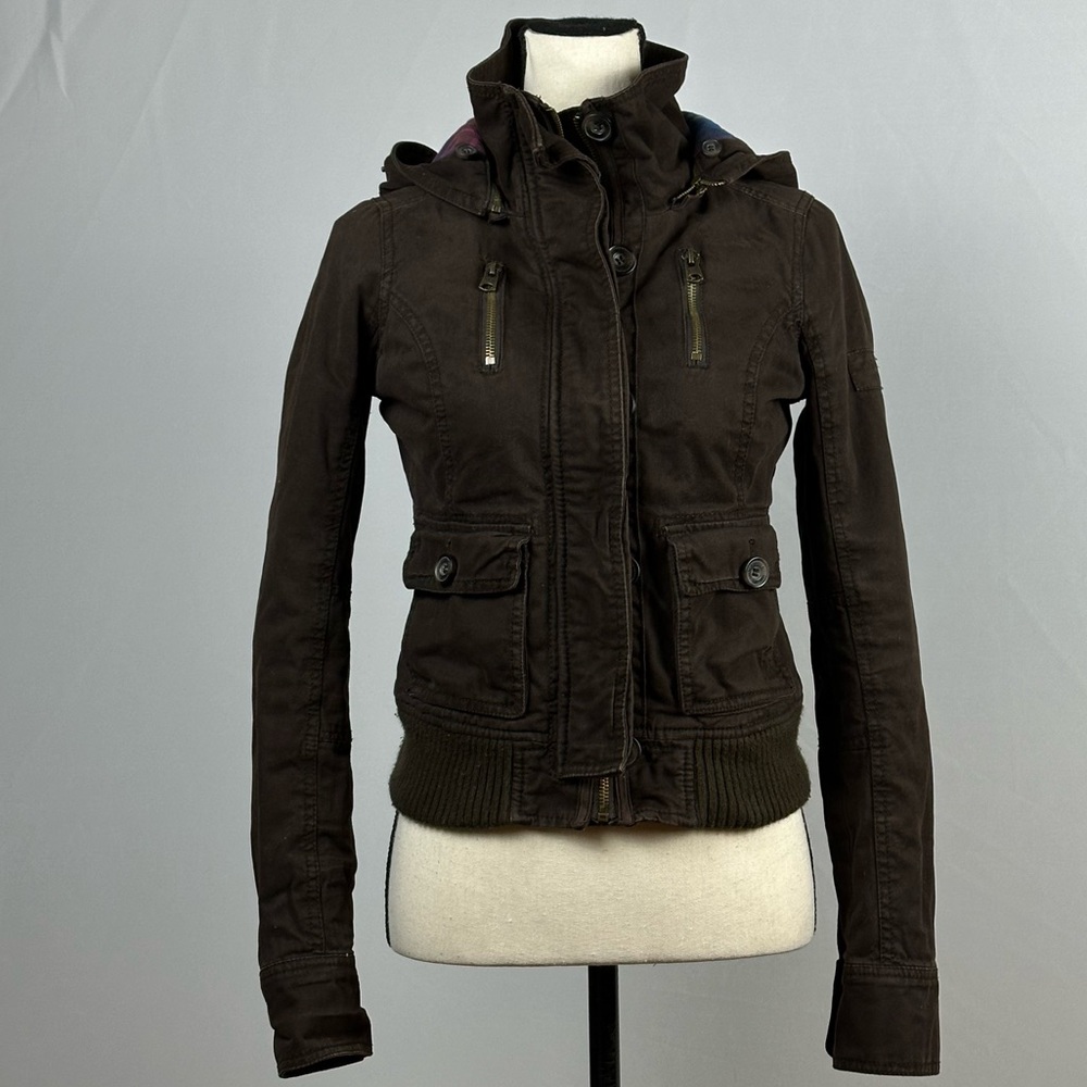 ABERCROMBIE & FITCH Vintage Y2K bomber/utility jacket with hood - size small
